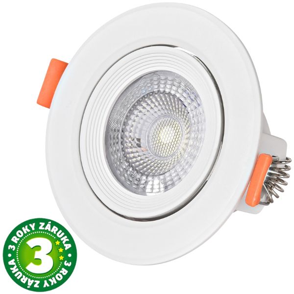 Prémiové výklopné podhledové bodové LED svítidlo 5W 440lm, studená, kruh, 9cm, 3 roky Prémiové výklopné podhledové bodové LED svítidlo 5W 440lm, studená, kruh, 9cm, 3 roky