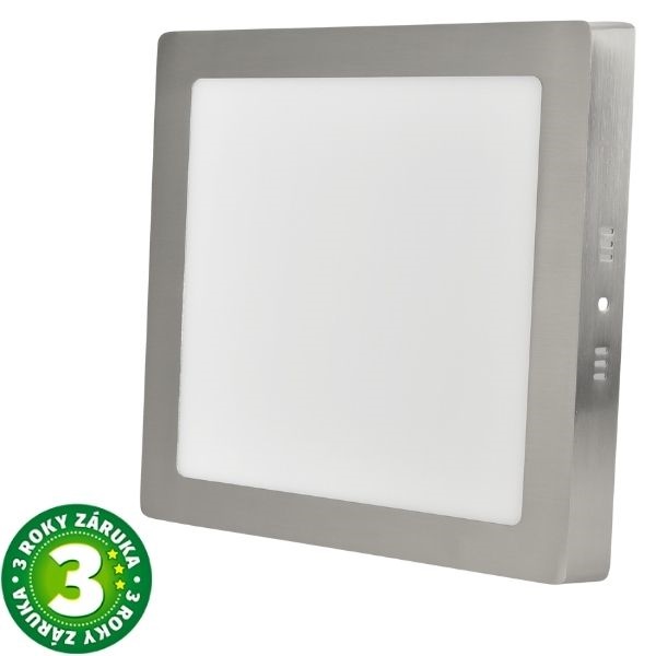 Prémiový přisazený LED panel 18W 1490lm, denní, čtvercový, matný chrom, 3 roky Prémiový přisazený LED panel 18W 1490lm, denní, čtvercový, matný chrom, 3 roky