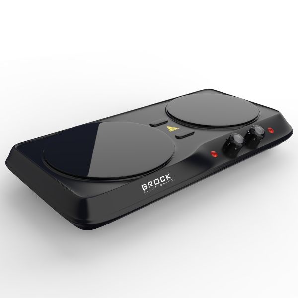 Elektrický sklokeramický vařič Brock, 2 plotýnky 19 a 16cm, 2000W, černý Elektrický sklokeramický vařič Brock, 2 plotýnky 19 a 16cm, 2000W, černý
