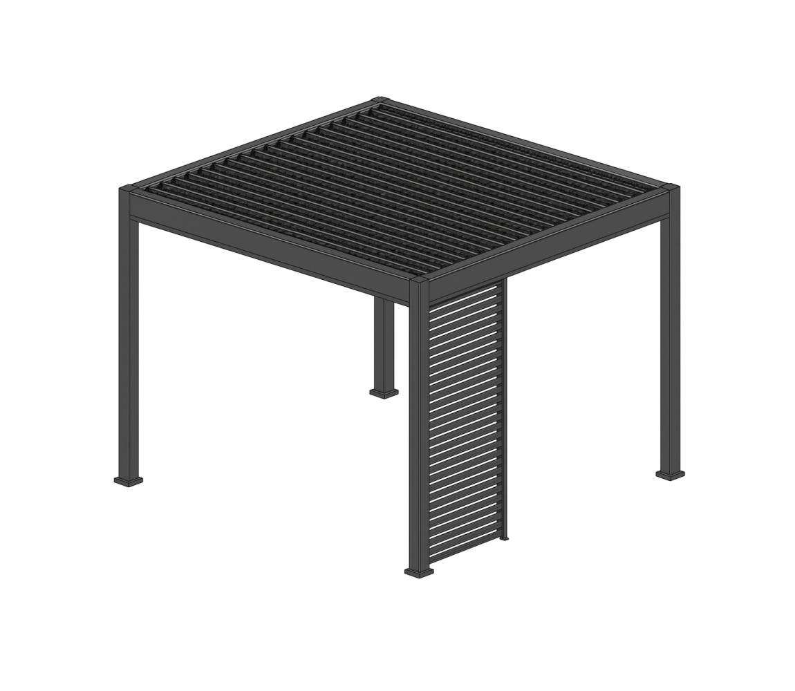 Panel zastínění 1 m – fixní horizontální lamely, pro bioklimatickou pergolu, tmavě šedá Panel zastínění 1 m – fixní horizontální lamely, pro bioklimatickou pergolu, tmavě šedá