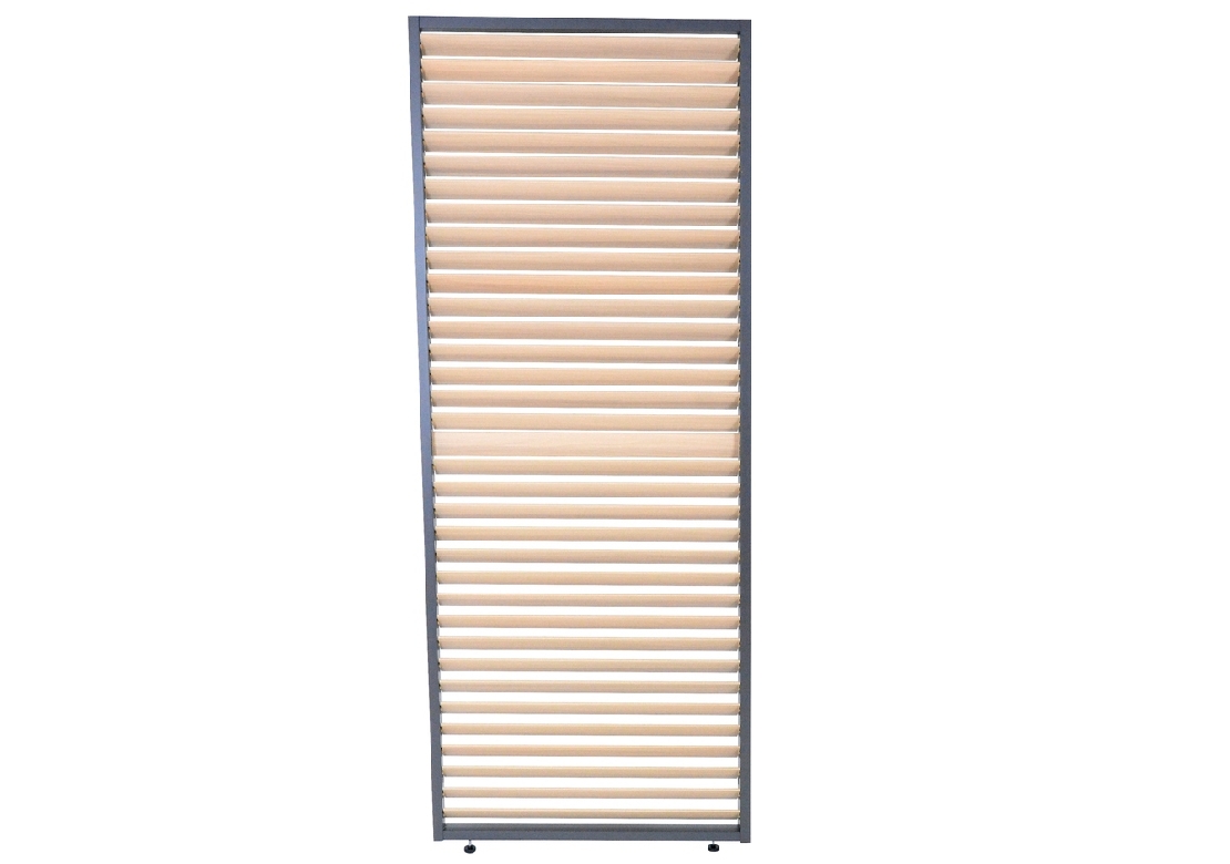 Panel zastínění 1,3 m – sklápěcí horizontální lamely, pro bioklimatickou pergolu, dřevo Panel zastínění 1,3 m – sklápěcí horizontální lamely, pro bioklimatickou pergolu, dřevo