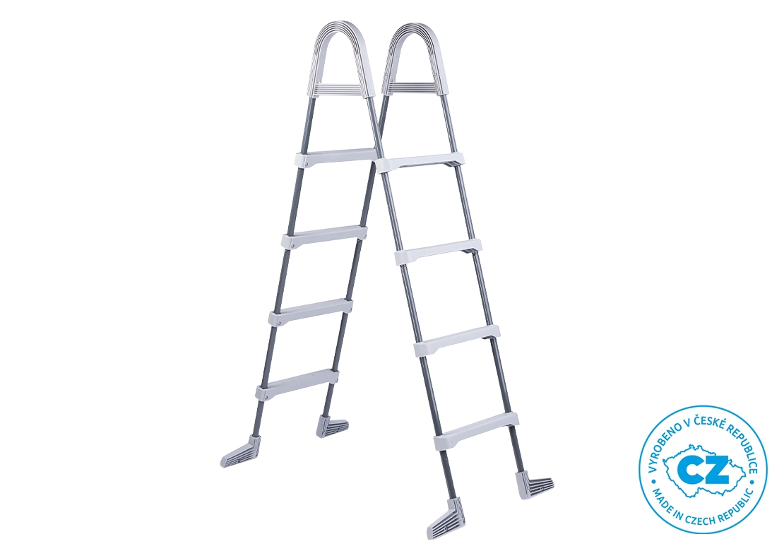 Schůdky k bazénům – výška stěny do 1,22 m – šedé (poškozený obal) Schůdky k bazénům – výška stěny do 1,22 m – šedé (poškozený obal)