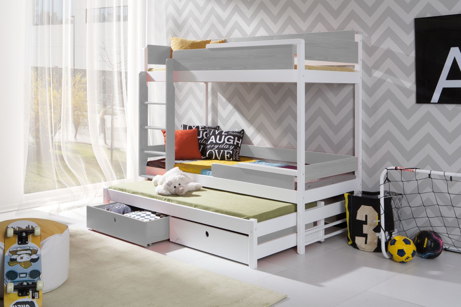 MebloBed Postel Natu III 80×200 cm (Š 87 cm, D 208 cm, V 178 cm), Dub, Wenge, bez matrací, se zábrankou, žebřík na pravé straně MebloBed Postel Natu III 80×200 cm (Š 87 cm, D 208 cm, V 178 cm), Dub, Wenge, bez matrací, se zábrankou, žebřík na pravé straně