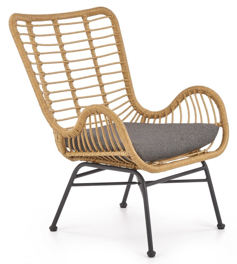 Zahradní křeslo IKARO – umělý ratan, ocel, černá - Obrázek 2
