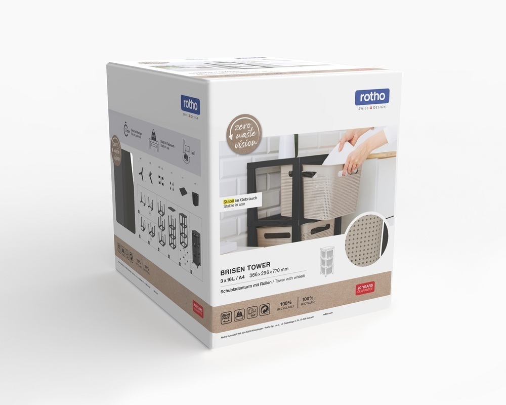 BRISEN komoda 3x16 L - antracit/cappuccino - Obrázek 2