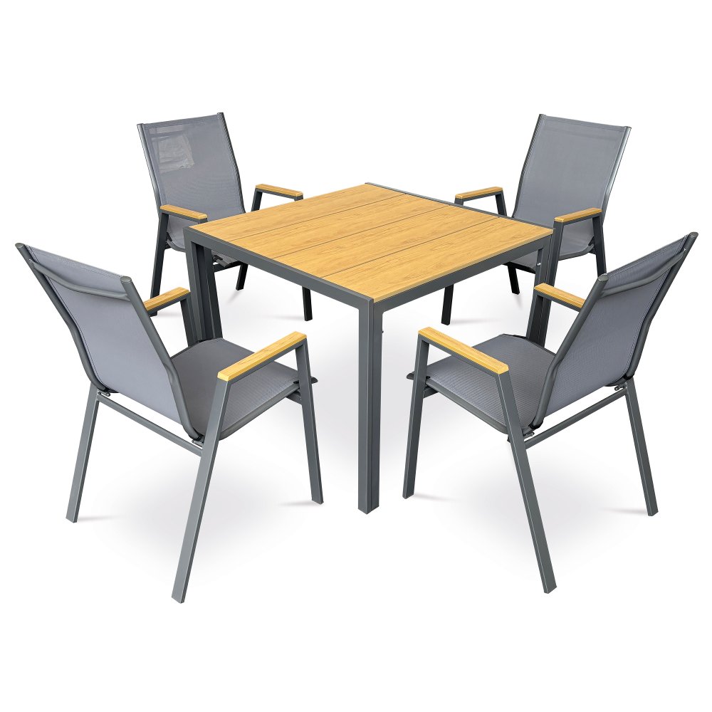 Zahradní stůl rozkládací METRAX — 90x90 cm, kov, polywood, hnědá - Obrázek 2