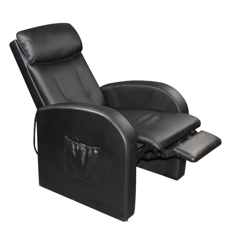 Masážní polohovací křeslo TOLEDO — PU kůže, černá - Obrázek 2