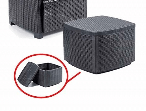 Zahradní stůl NAXOS s úložným prostorem — umělý ratan, antracit - Obrázek 2