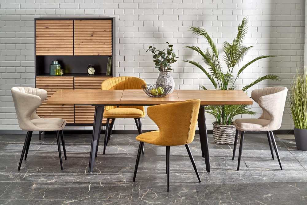 Halmar Jídelní židle MERMA — ocel, látka, béžová - Obrázek 2