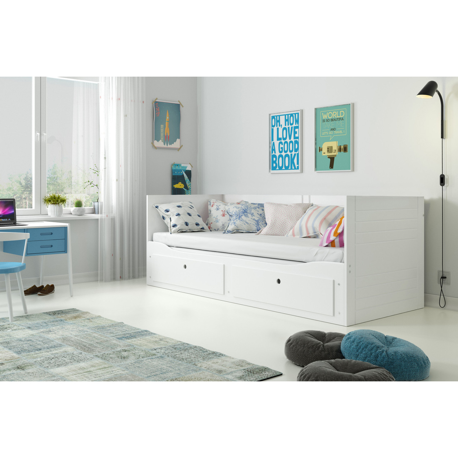 Výsuvná dětská postel HERMES bílá 200x80 cm - Obrázek 2