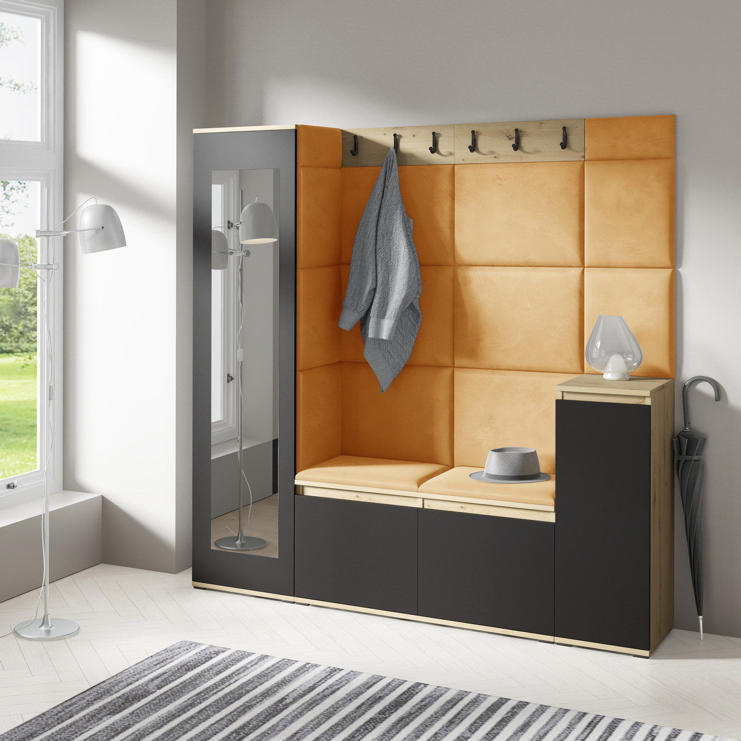 Předsíňová stěna AMI 28 – se zrcadlem Předsíňová stěna AMI 28 – se zrcadlem