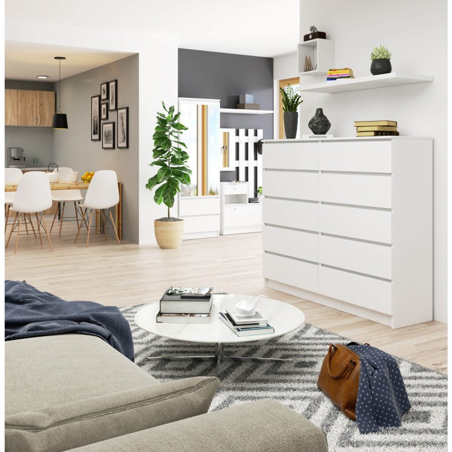 Komoda K140 10SZ bílá - Obrázek 2