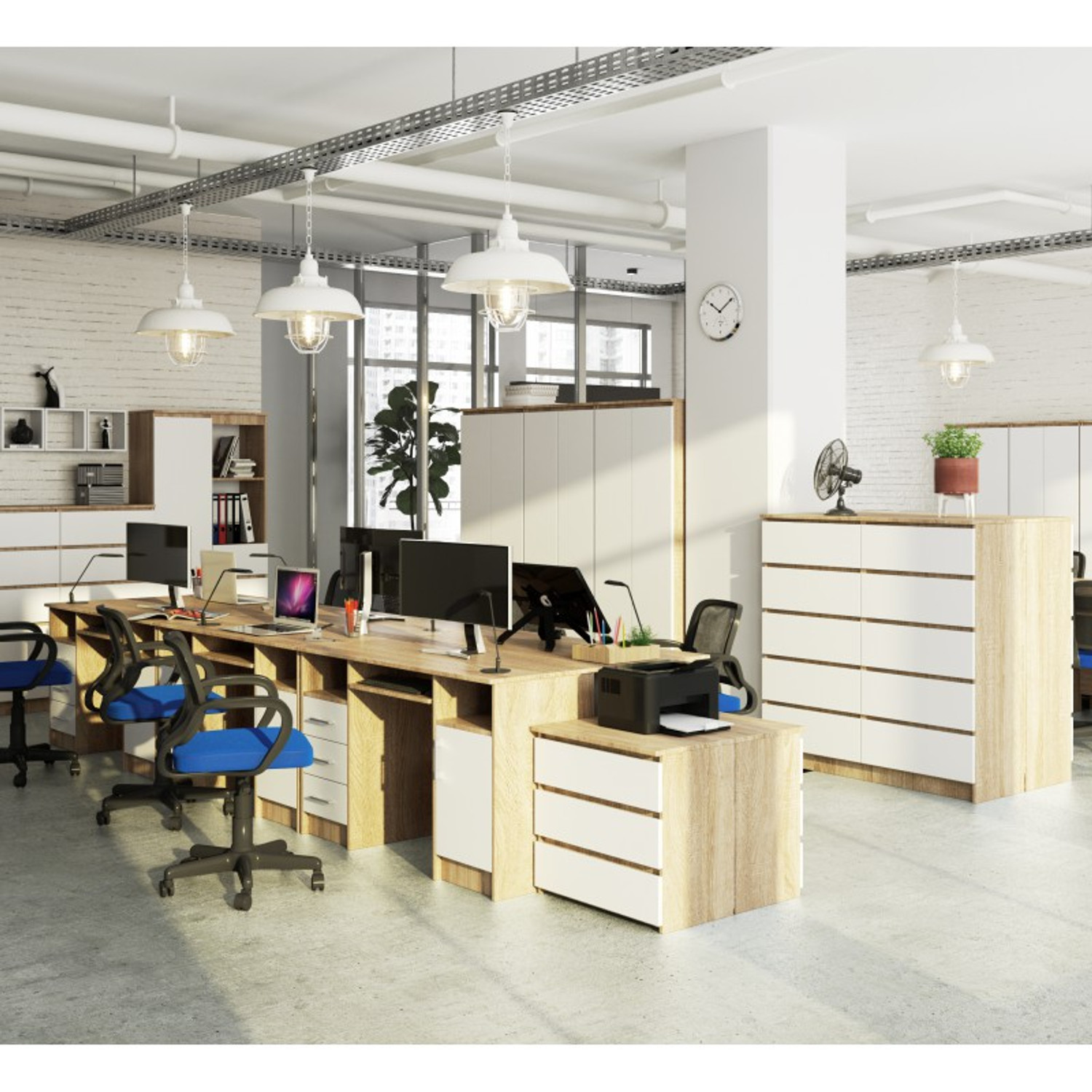 Počítačový stůl Ana dub sonoma/bílá - Obrázek 2