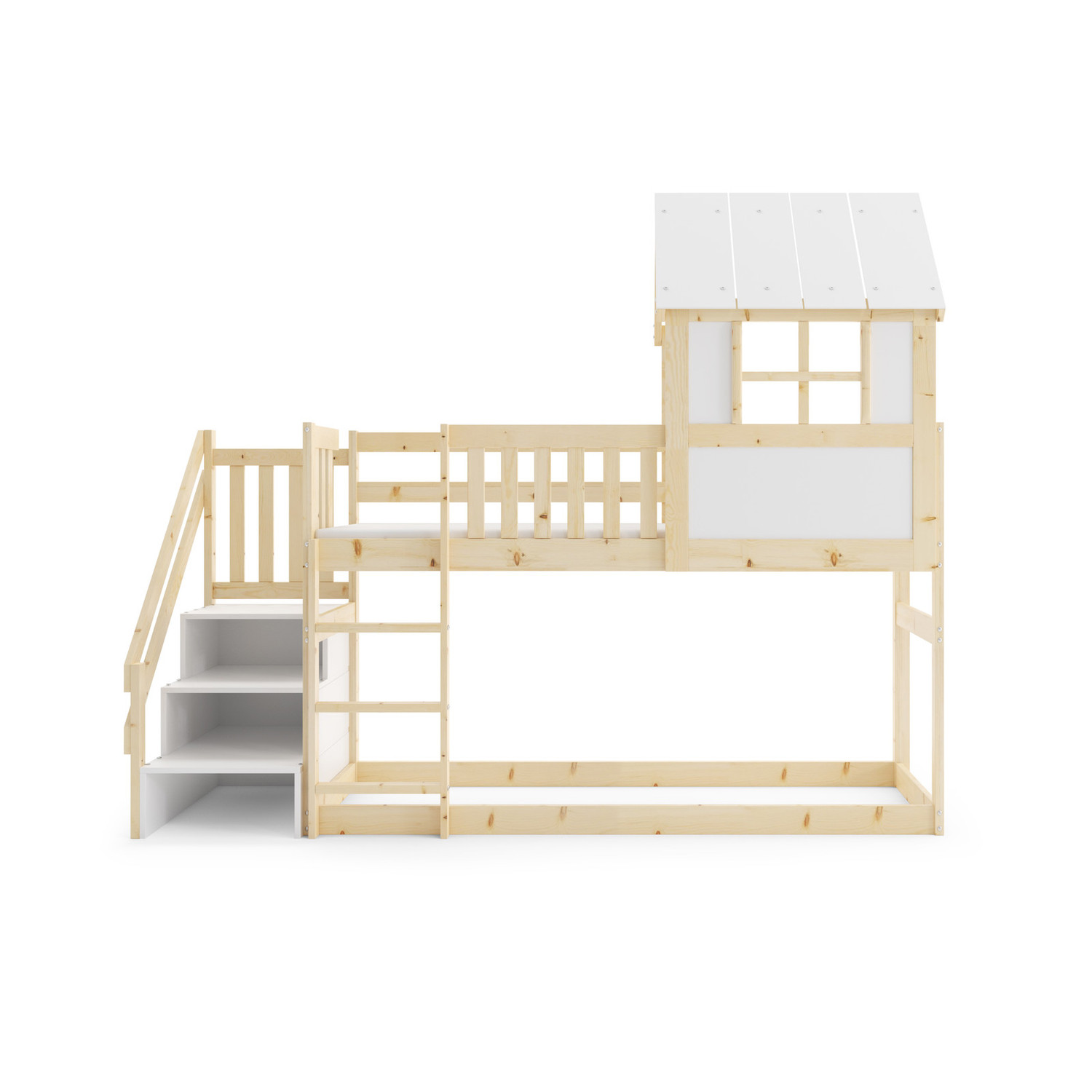 Dětská dřevěná postel ANTRESOLA se schůdky 90×200 cm Dětská dřevěná postel ANTRESOLA se schůdky 90×200 cm