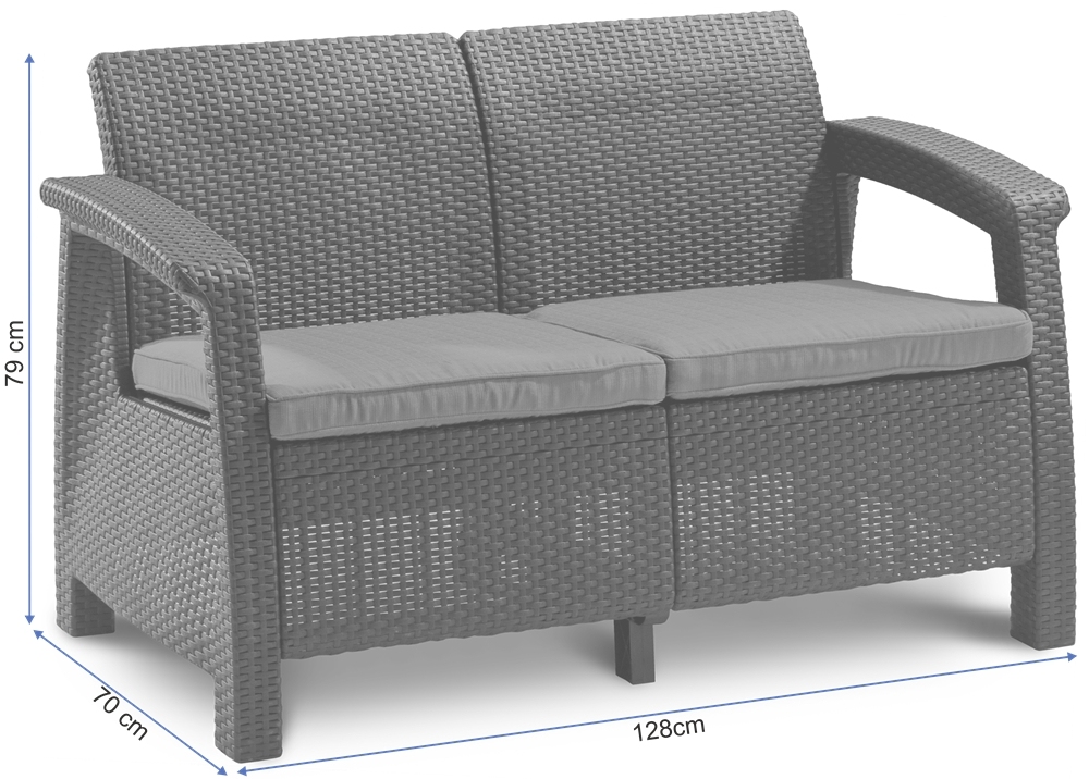KETER Zahradní pohovka Allibert Corfu Love Seat - 128 x 70 x 79cm - hnědá / béžová - Obrázek 2