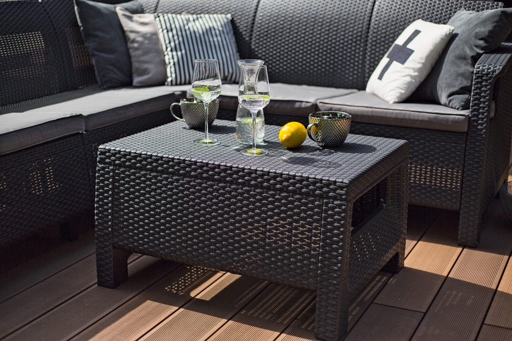 Zahradní stolek KETER Corfu table - 77 x 57 x 42 cm - hnědý - Obrázek 2