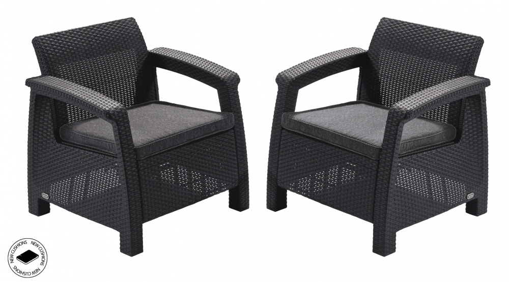 KETER Zahradní sada Corfu II DUO – 75 x 70 x 79cm – grafit / šedá KETER Zahradní sada Corfu II DUO – 75 x 70 x 79cm – grafit / šedá