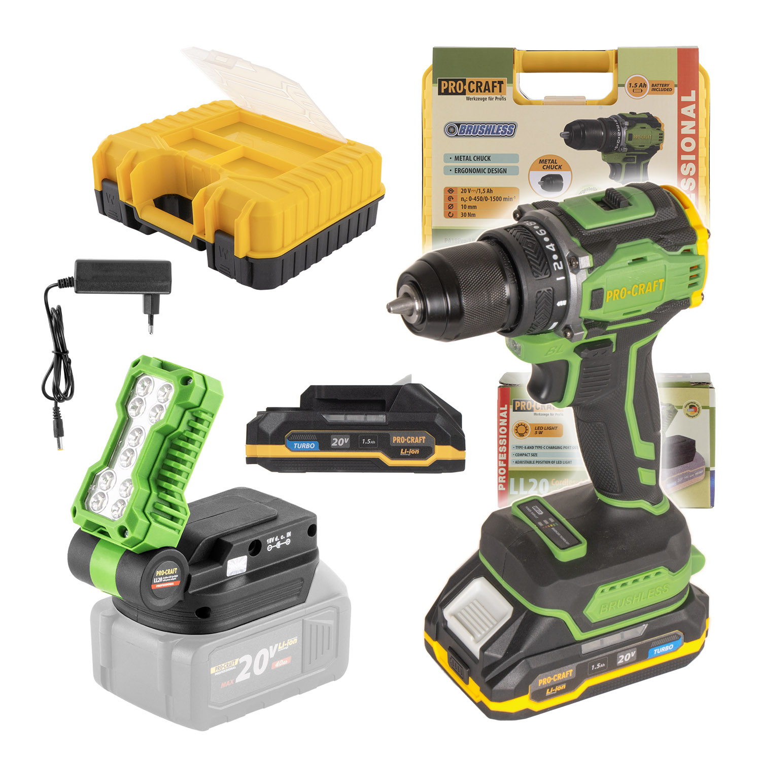 Procraft PA18Pro 20V SET – akumulátorový šroubovák s LED reflektorem (s 1,5 Ah akumulátorem, nabíječkou a kufrem) Procraft PA18Pro 20V SET – akumulátorový šroubovák s LED reflektorem (s 1,5 Ah akumulátorem, nabíječkou a kufrem)