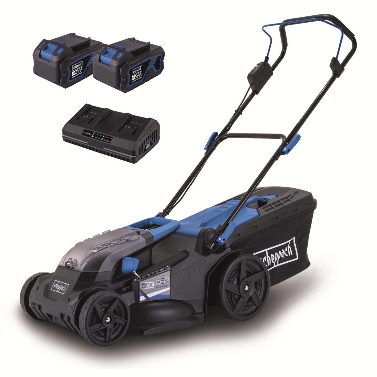 Scheppach BC-MP430-X-XL2 2x20V IXES SET – akumulátorová sekačka 4v1 s bezuhlíkovým motorem (s 2x4Ah akumulátory + nabíječkou 4,5 A) Scheppach BC-MP430-X-XL2 2x20V IXES SET – akumulátorová sekačka 4v1 s bezuhlíkovým motorem (s 2x4Ah akumulátory + nabíječkou 4,5 A)