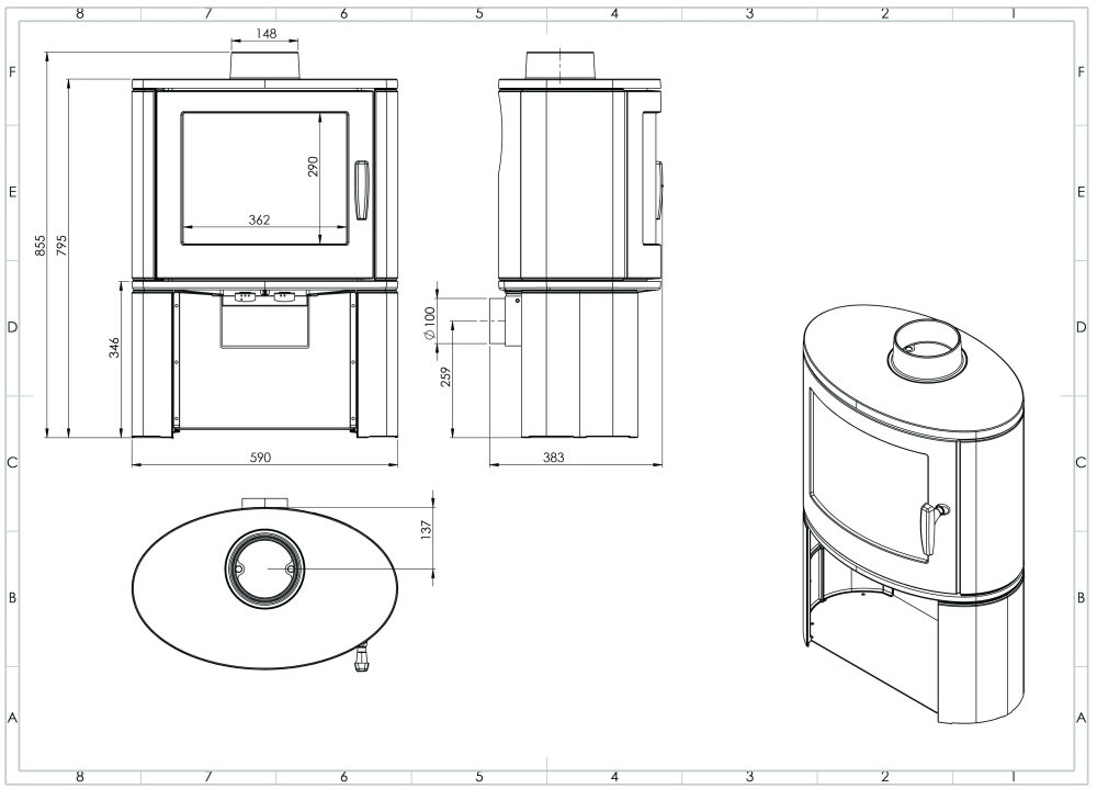 NordFlam Litinová krbová kamna MODENA EKO 9kW - Obrázek 2