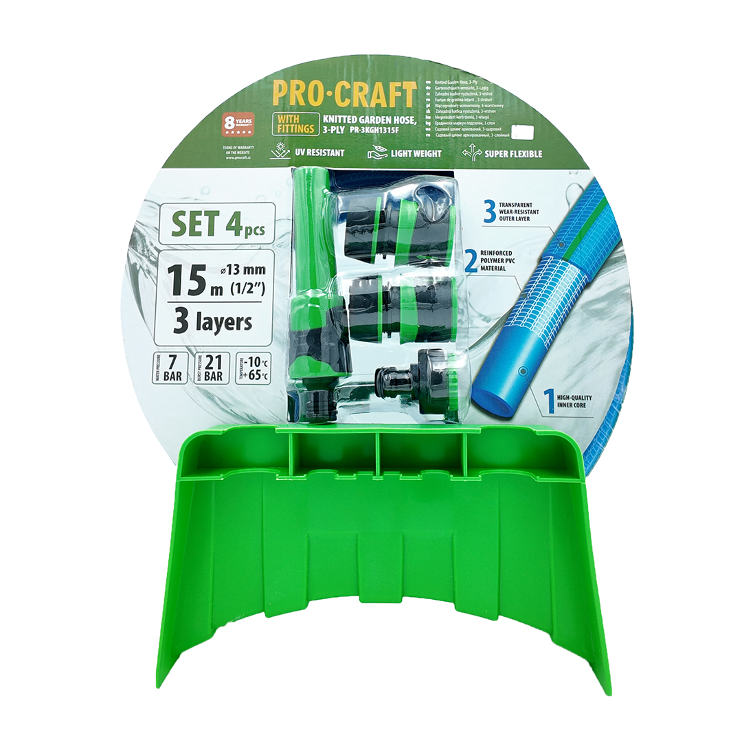 Procraft PR-3KGH1315F - modrá zahradní hadice, 3-vrstvá, 1/2", 15m s příslušenstvím - Obrázek 2