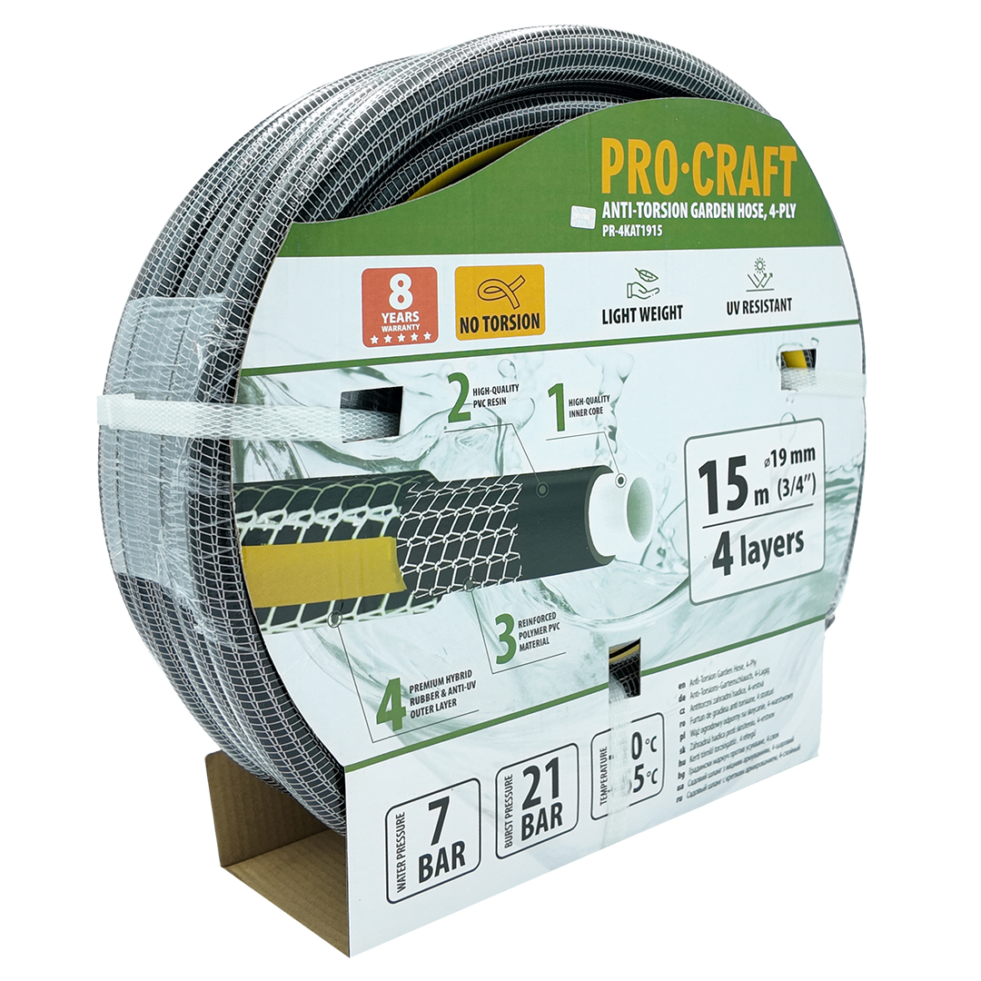 Procraft PR-4KAT1915 - černo-žlutá zahradní hadice - Obrázek 2