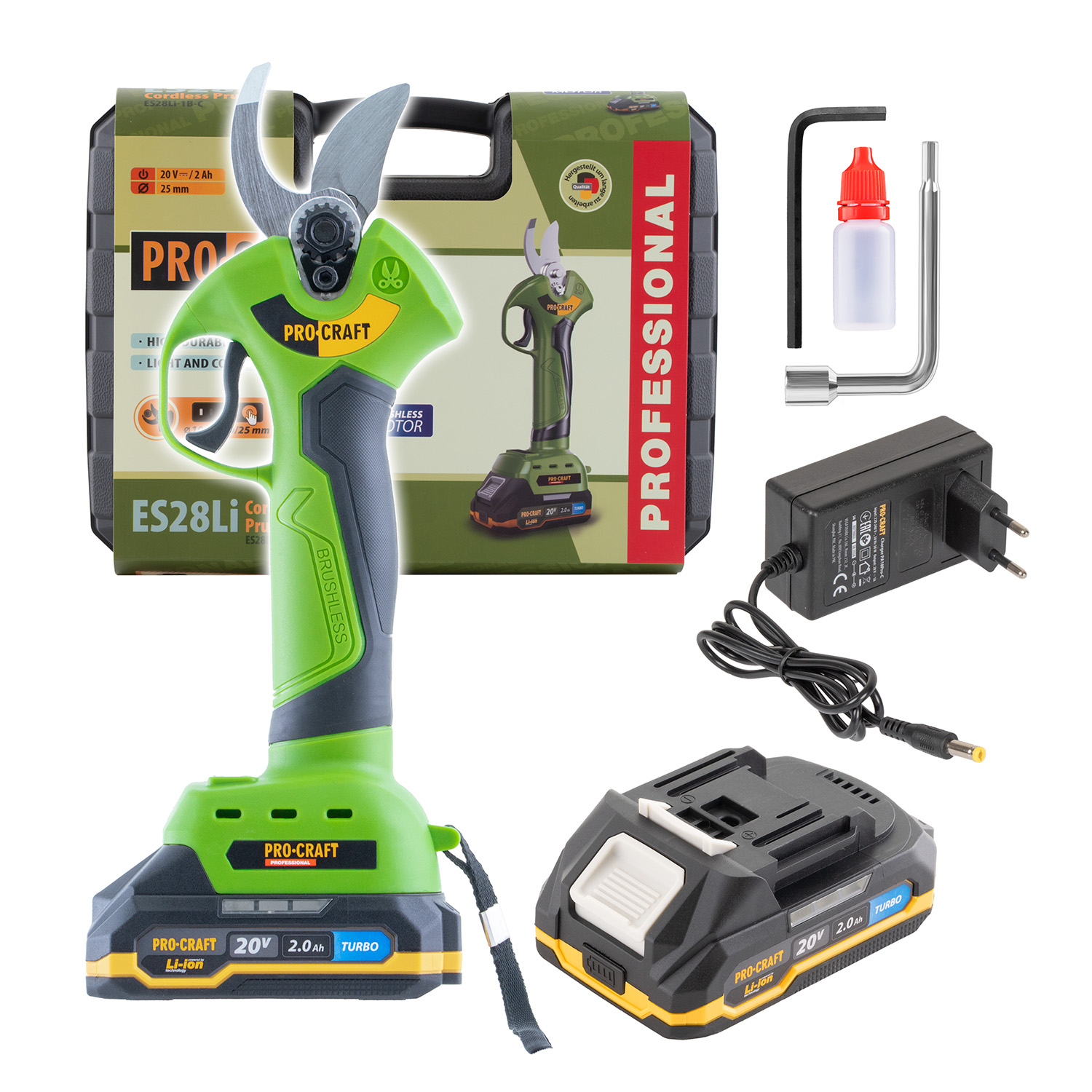 Procraft ES28Li – akumulátorové nůžky na větve (s 2,0 Ah akumulátorem a nabíječkou) Procraft ES28Li – akumulátorové nůžky na větve (s 2,0 Ah akumulátorem a nabíječkou)