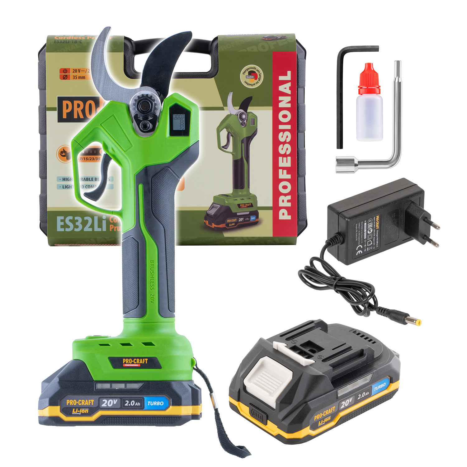 Procraft ES32Li – akumulátorové nůžky na větve (s 2,0 Ah akumulátorem a nabíječkou) Procraft ES32Li – akumulátorové nůžky na větve (s 2,0 Ah akumulátorem a nabíječkou)