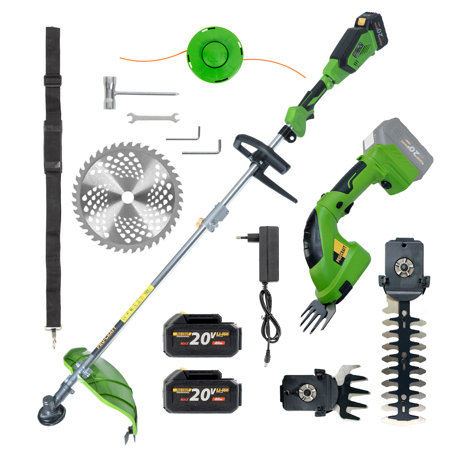 Procraft SATA-40/PGH2000 – akumulátorový křovinořez a nůžky na trávu Procraft SATA-40/PGH2000 – akumulátorový křovinořez a nůžky na trávu