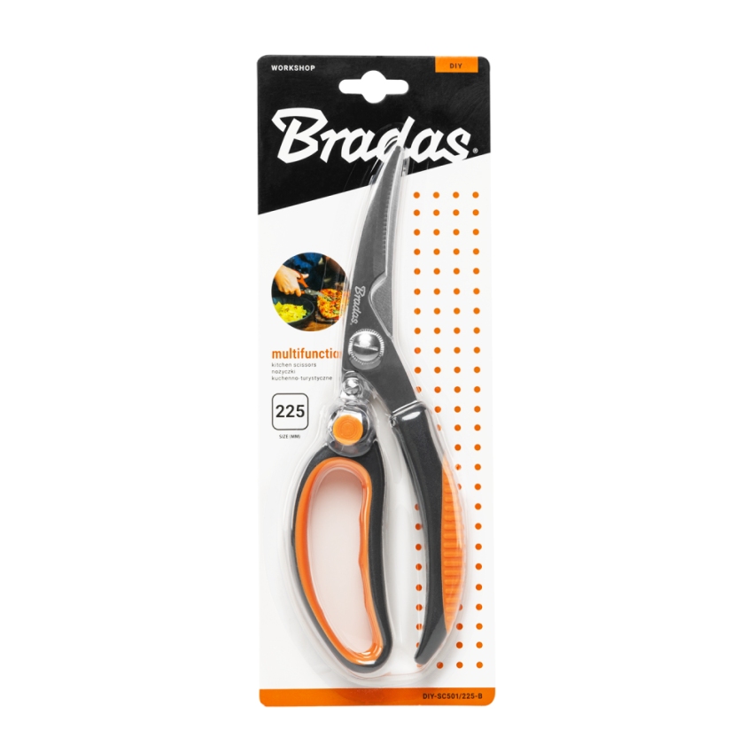 BRADAS Kuchyňské a kempingové nůžky 225 mm – s čepelí z nerezové oceli a aretací - Obrázek 2