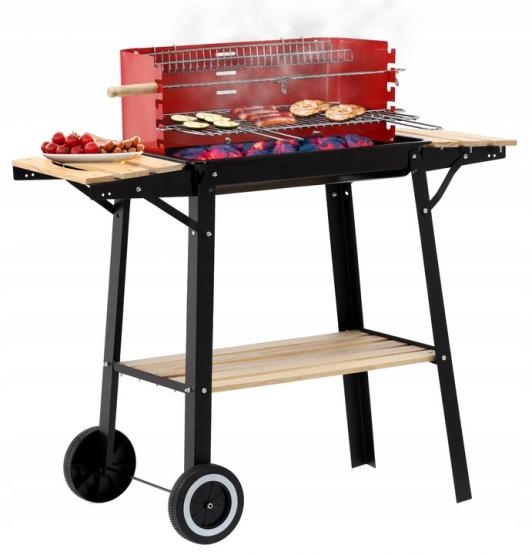 Garden Line Zahradní gril s bočními policemi a kolečky 93x42x84 cm Garden Line Zahradní gril s bočními policemi a kolečky 93x42x84 cm