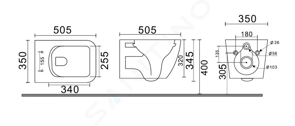 kielle 30111000 - Závěsné WC se sedátkem SoftClose, Rimless, bílá - Obrázek 2