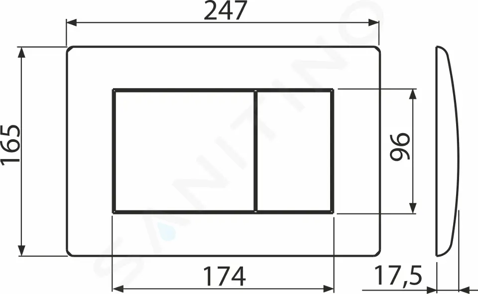 kielle 70208010 - Ovládací tlačítko splachování, matný chrom - Obrázek 2
