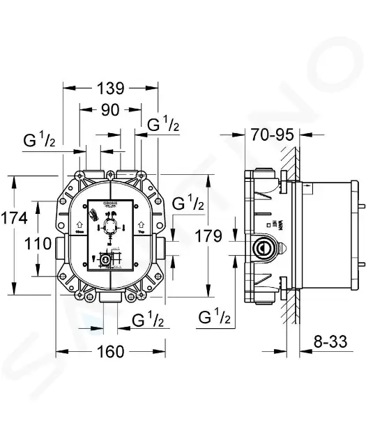 Grohe 35500000 - Termostatické těleso pod omítku - Obrázek 2