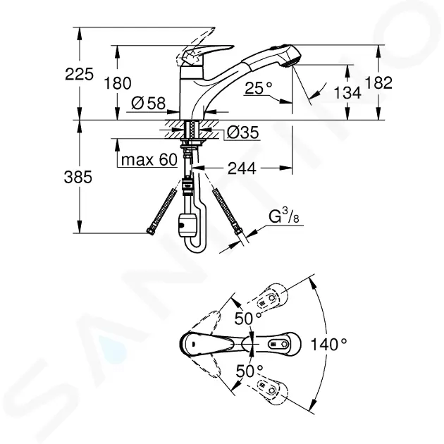 Grohe 32257001 - Páková dřezová baterie, chrom - Obrázek 2