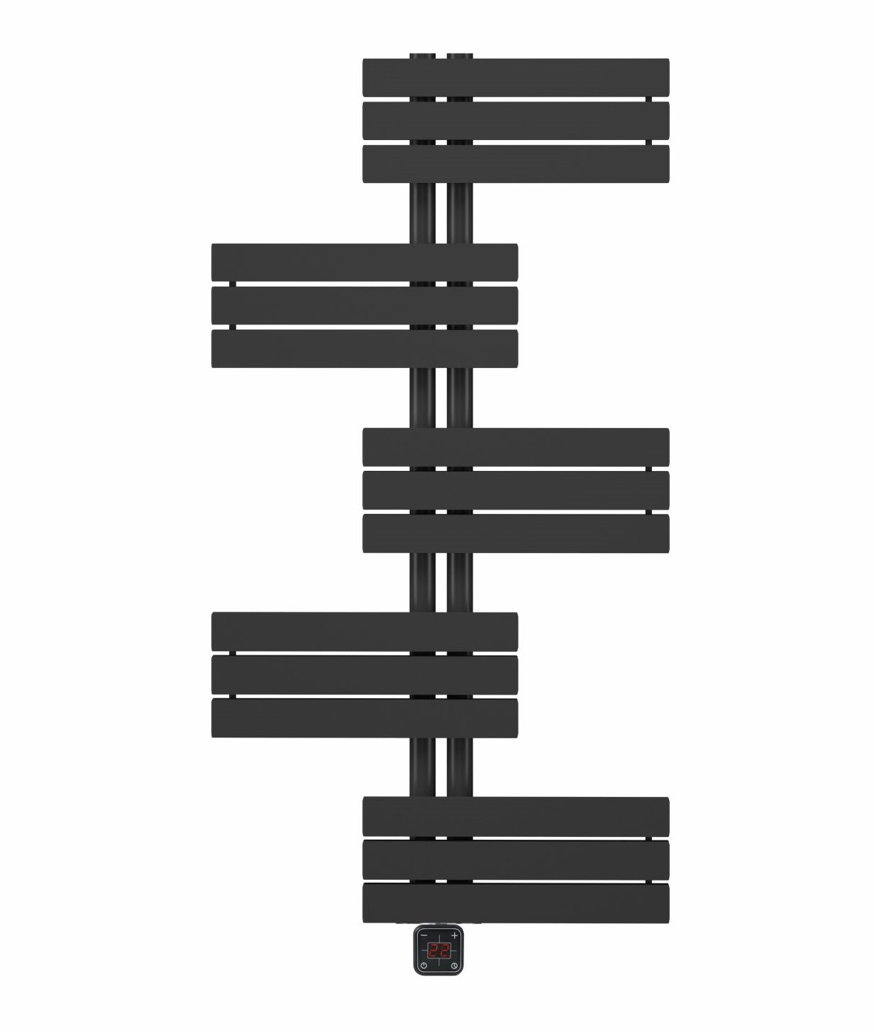 ELÍZ Elektrický koupelnový radiátor 60 x 139 cm, příkon 800 W, se zabudovanou topnou tyčí, elektronické ovládání, černá barva (Elíz EBR 800 AGP-B) - Obrázek 2