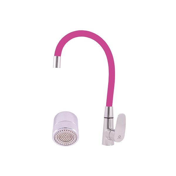 RAV Slezák Slezák Rav AMUR AM719.0/11R vodovodní baterie dřezová s flexibilním ramínkem s dvoupolohovým perlátorem se srpškou – růžová/chrom RAV Slezák Slezák Rav AMUR AM719.0/11R vodovodní baterie dřezová s flexibilním ramínkem s dvoupolohovým perlátorem se srpškou – růžová/chrom