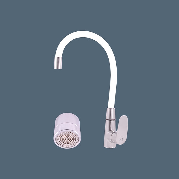 RAV Slezák Slezák Rav AMUR AM719.0/11B vodovodní baterie dřezová s flexibilním ramínkem s dvoupolohovým perlátorem se sprškou – bílá/chrom RAV Slezák Slezák Rav AMUR AM719.0/11B vodovodní baterie dřezová s flexibilním ramínkem s dvoupolohovým perlátorem se sprškou – bílá/chrom