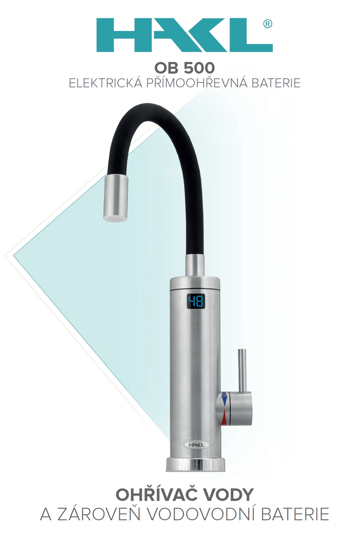 HAKL OB 500 vodovodní baterie s integrovaným ohřevem vody 3,3kW a flexibilním gumovým ramenem (OB500) - Obrázek 2