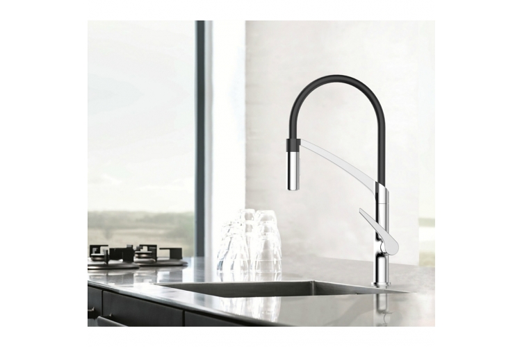 Rubineta Olsen spa ULTIMA U-50 OLBAU50 Dřezová baterie s pružným ramenem a magnetickým držákem spršky černá - Obrázek 2