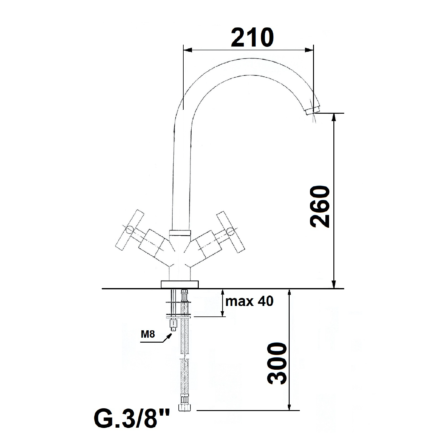 Sapho AXIA stojánková dřezová baterie, chrom - Obrázek 2