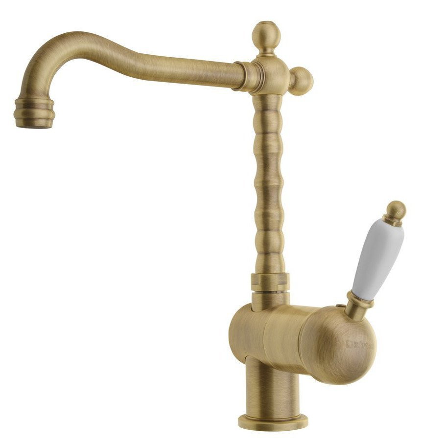 Sapho KIRKÉ WHITE stojánková dřezová baterie, bílá páčka, bronz Sapho KIRKÉ WHITE stojánková dřezová baterie, bílá páčka, bronz