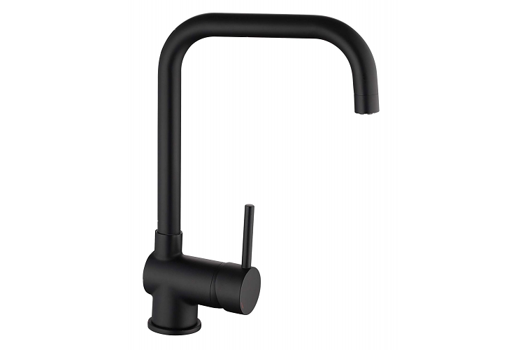 Eco produkty Černá dřezová stojánková baterie Future s otočným ramenem – matná černá Eco produkty Černá dřezová stojánková baterie Future s otočným ramenem – matná černá