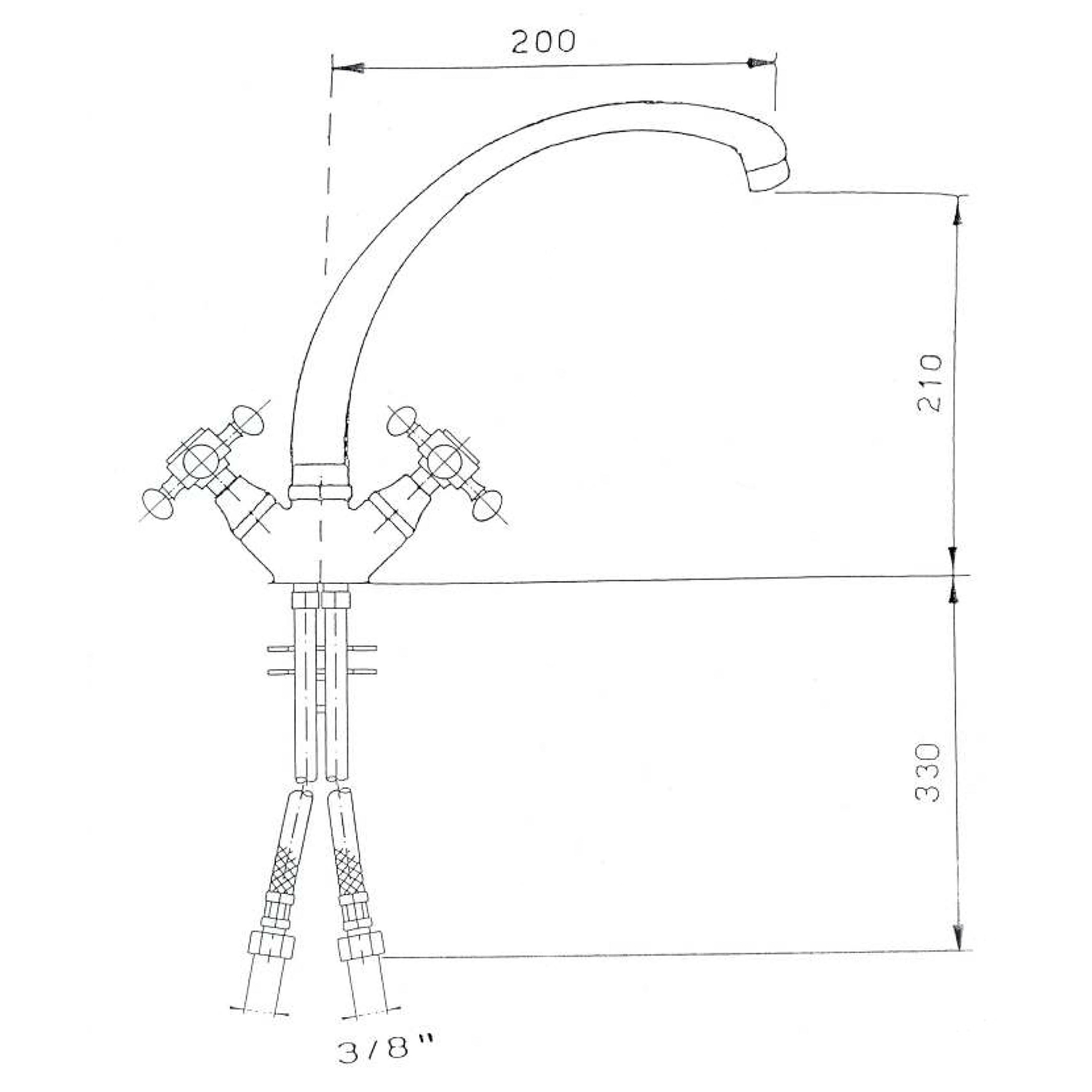 Sapho ANTEA stojánková dřezová baterie, výška 265mm, chrom - Obrázek 2