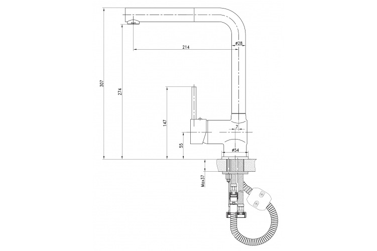 Eco produkty Handy Line 40 dřezová baterie s výsuvnou koncovkou - kartuš 40 mm - Obrázek 2