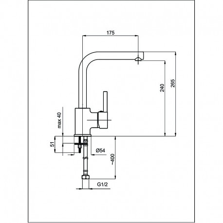 Rubineta Ultra 35 - dřezová stojánková baterie s otočným ramenem - Obrázek 2