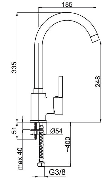 Rubineta Ultra 33 - dřezová stojánková baterie s otočným ramenem - Obrázek 2