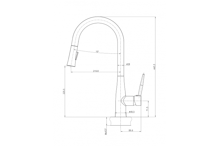 Eco produkty Handy Arc Shower 35 dřezová baterie s obloukovým ramenem a výsuvnou sprchou - kartuš 35 mm - Obrázek 2
