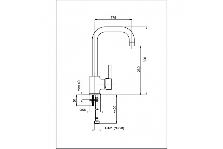 Rubineta Ultra 37 - dřezová stojánková baterie s otočným ramenem - Obrázek 2
