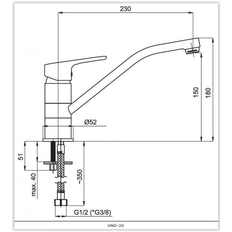 Rubineta Dřezová baterie UNO-20 NEW, černá barva - Obrázek 2
